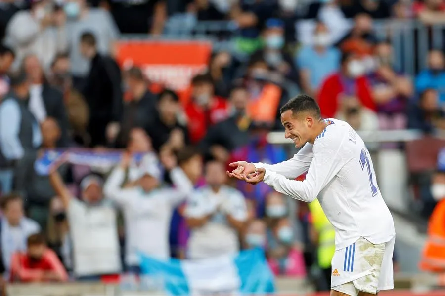 Lucas Vázquez celebrando su vs Barcelona