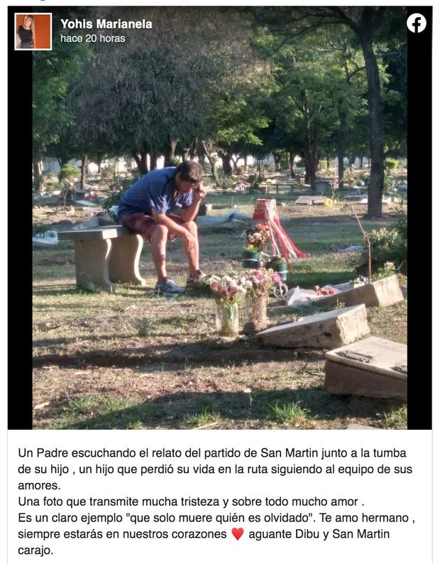 Padre de Nahuel Pérez escuchando un partido de San Martín de Tucumán