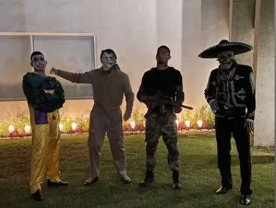 Jugadores de Cruz Azul con sus disfraces