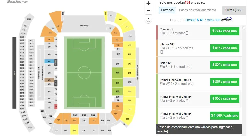 Boletos para el Estados Unidos vs México