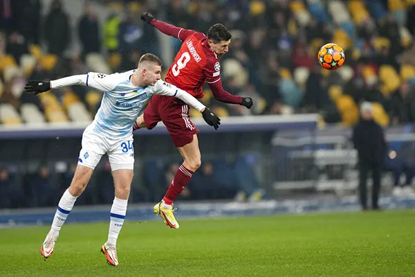 El polaco durante el partido en Kiev