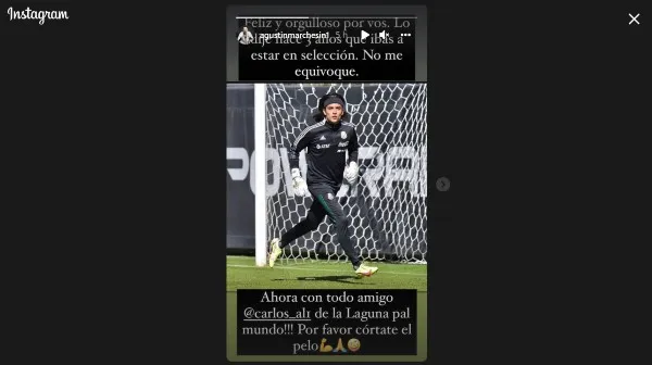 INSTAGRAM @agustinmarchesin1 Mensaje de Agustín Marchesín a Carlos Acevedo
