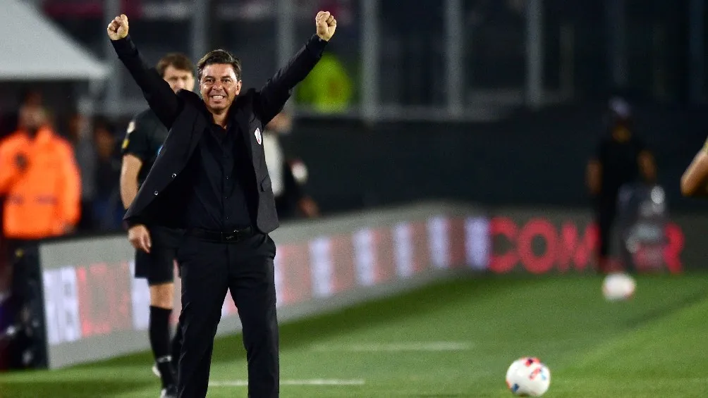 AP Marcelo Gallardo festejando campeonato de la Liga de Argentina