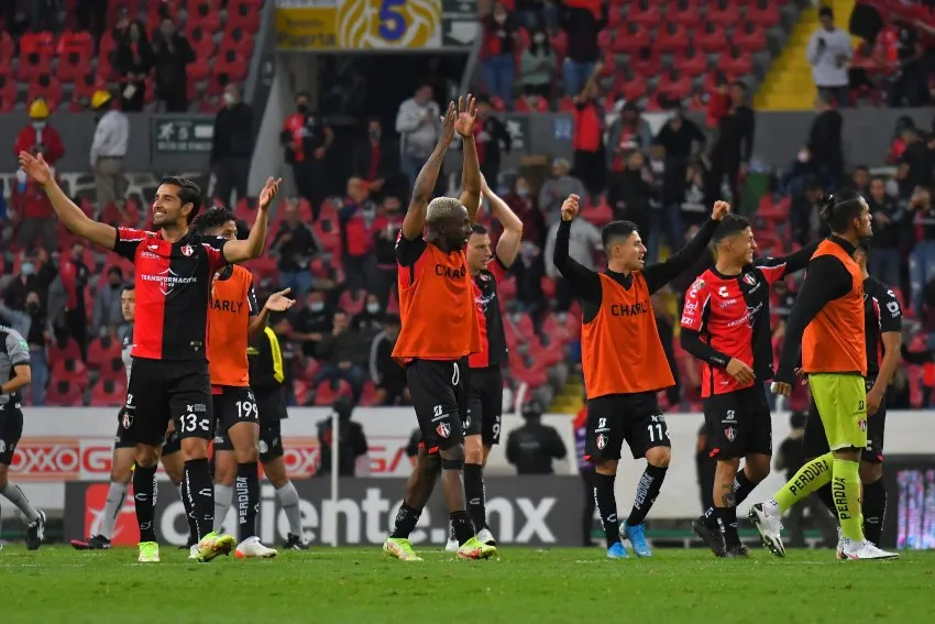 Jugadores del Atlas tras vencer a Rayados