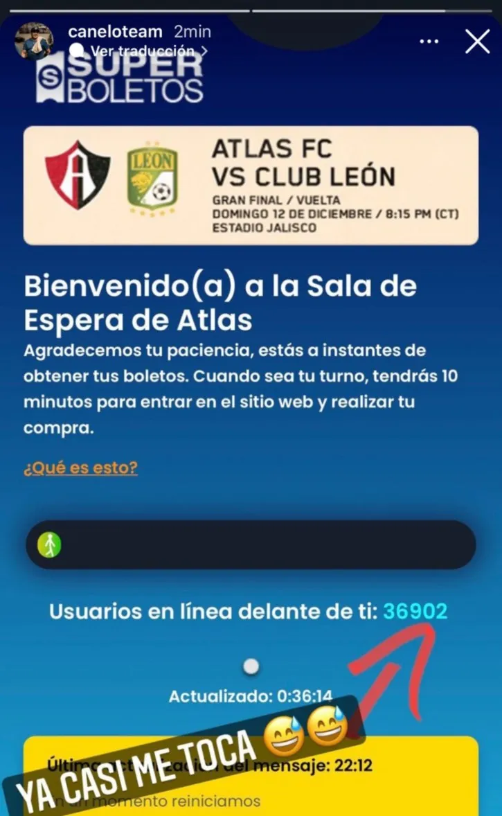 Captura de Eddy Reynoso buscando comprar boletos