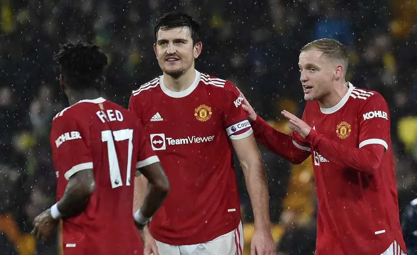 Maguire y Van de Beek en la victoria frente a Norwich