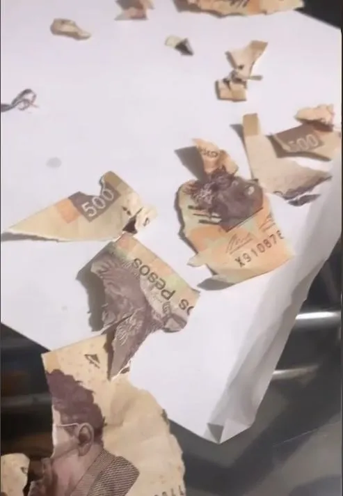 Los billetes destruido