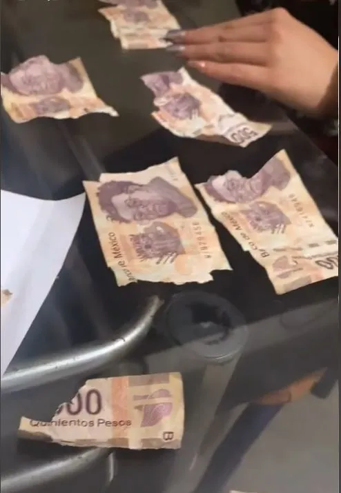 Los billetes destruido
