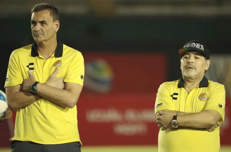 Luis Islas con Maradona en Dorados