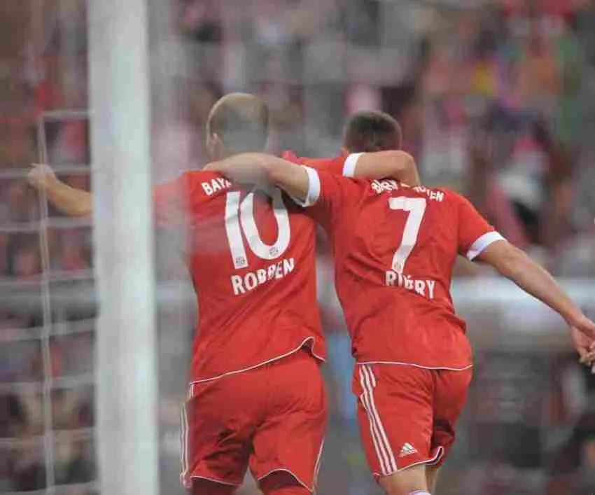Franck con Robben festejando un gol