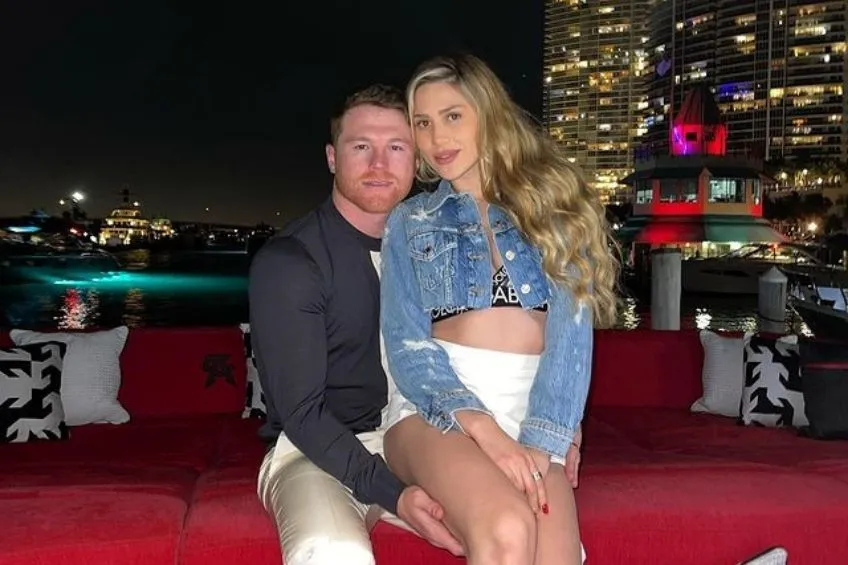 Canelo y su esposa en Miami
