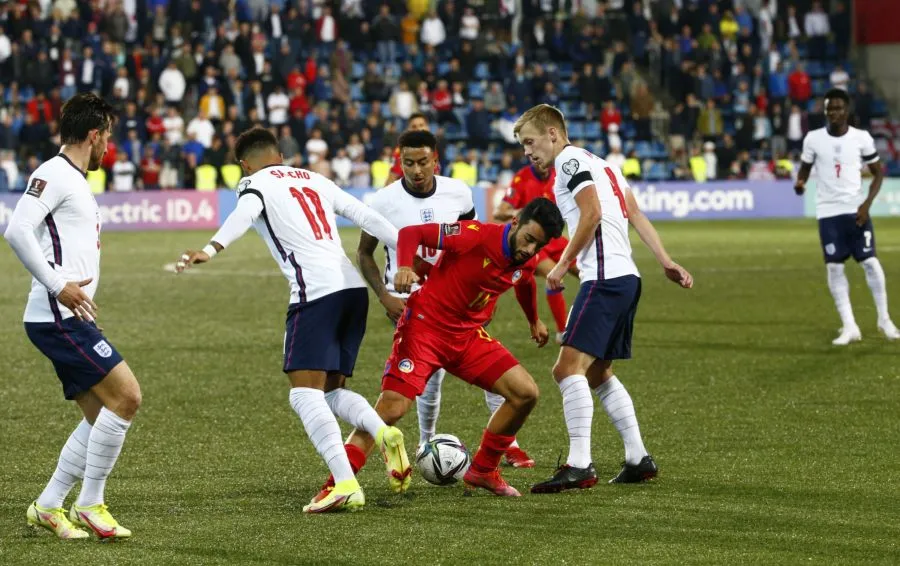 La selección de Andorra en juego ante Inglaterra