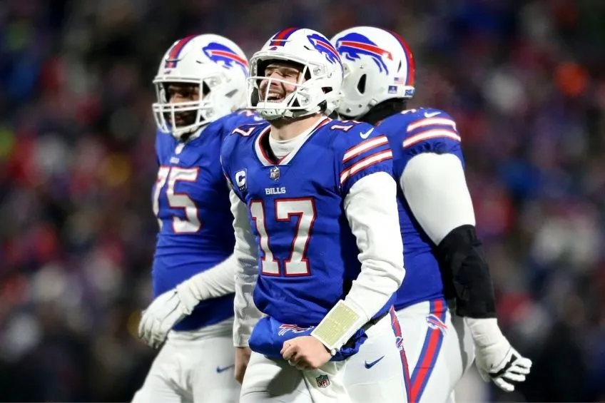Jugadores de Bills tras anotar touchdown
