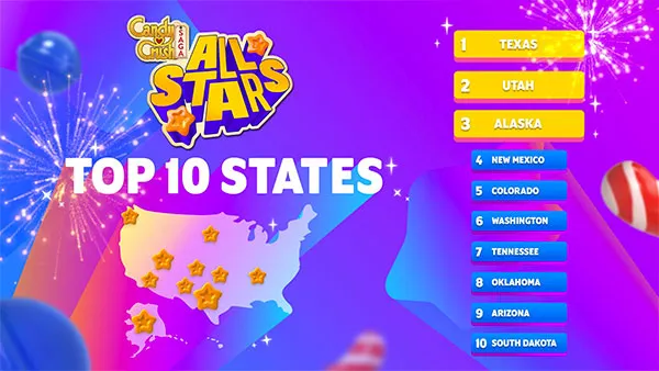 Un ranking de estados donde se juega Candy Crush