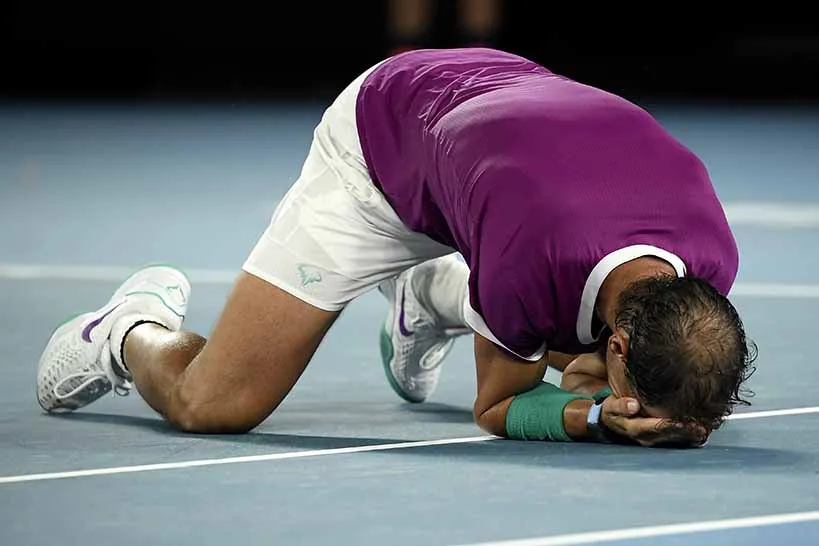 AP Nadal, festejando su 21 Grand Slam