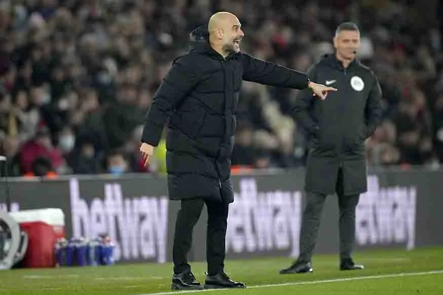 Pep Guardiola, durante un partido del Manchester City