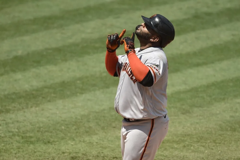 Pablo Sandoval, en festejo tras una jugada