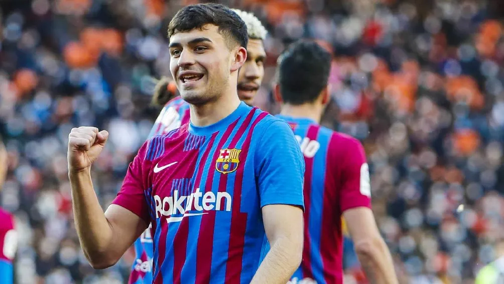 TWITTER | @FCBARCELONA_ES Pedri festejando gol con el Barcelona ante el Valencia en LaLiga