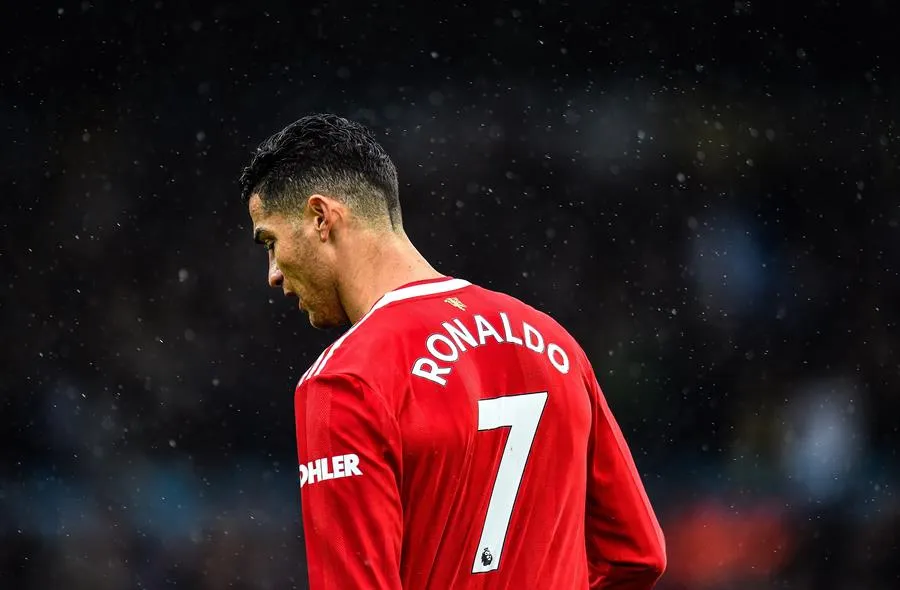 Cristiano Ronaldo durante un partido con el United