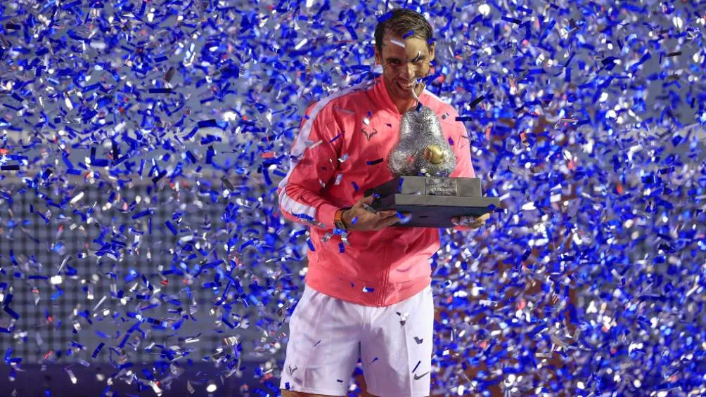 Nadal festejando campeonato del Abierto Mexicano de Acapulco en 2020