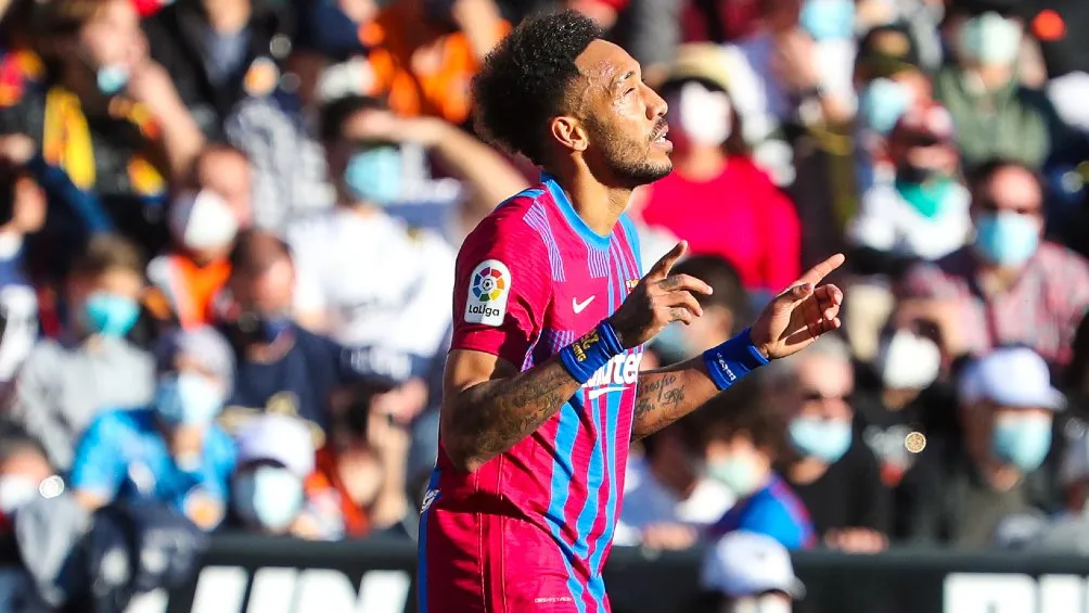 TWITTER | @FCBARCELONA Aubameyang festejando gol con el Barcelona