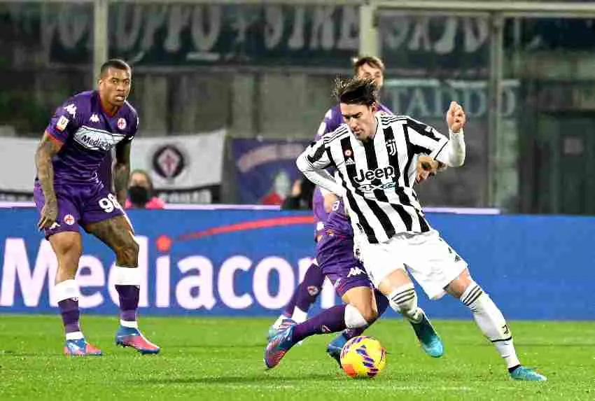 Dusan Vlahovic en el partido frente a Fiorentina