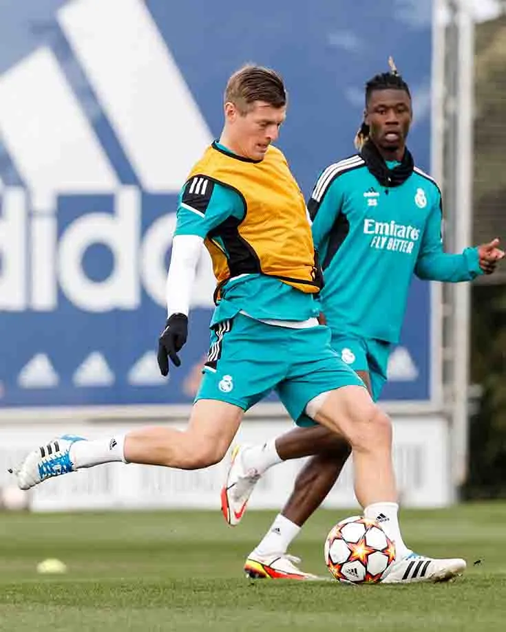 Toni Kroos, en un entrenamiento del Real Madrid