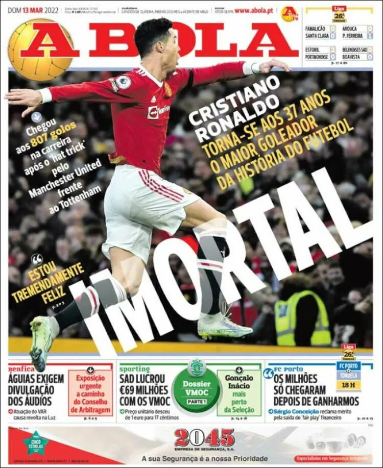 Portada de A Bola dedicada a CR7