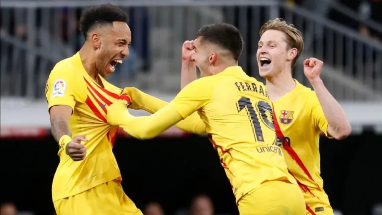 Pierre-Emerick Aubameyang celebra gol ante el Real Madrid