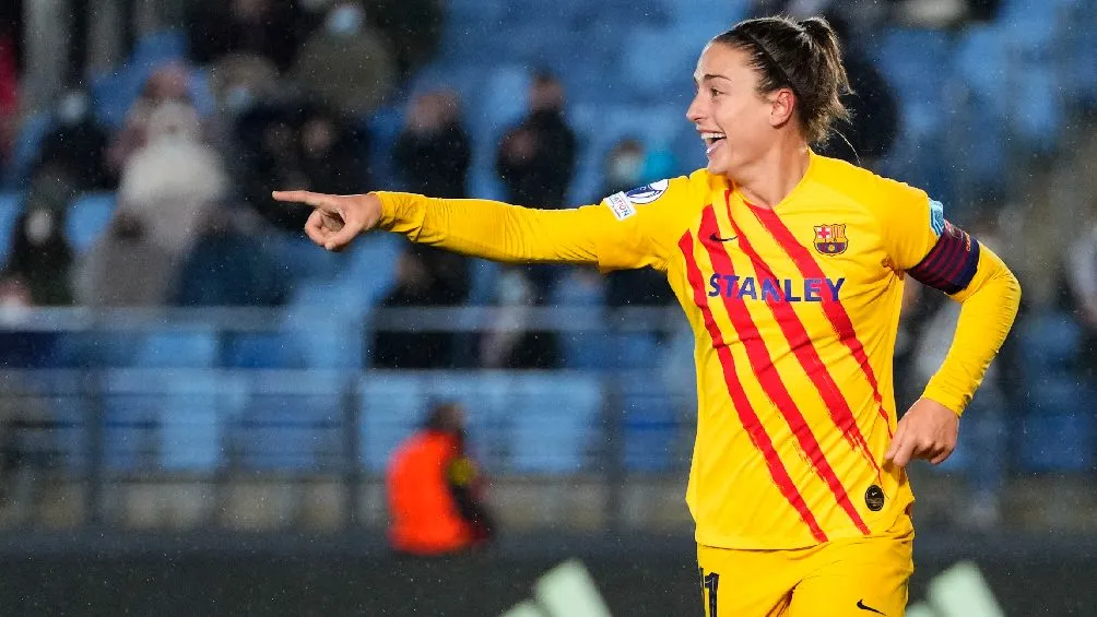 Alexia Putellas celebrando anotación ante Real Madrid en Champions League