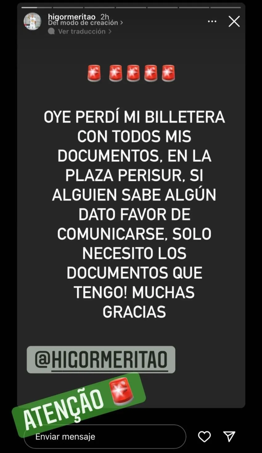 INSTAGRAM: @higormeritao Mensaje de Meritao