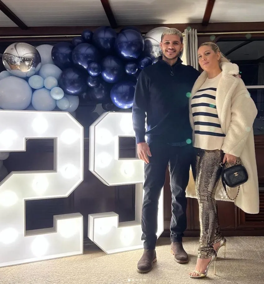 Mauricio Icardi y Wanda Nara en una reunión en Francia