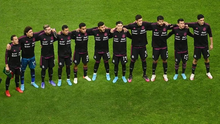 Jugadores de la Selección Mexicana previo a un partido