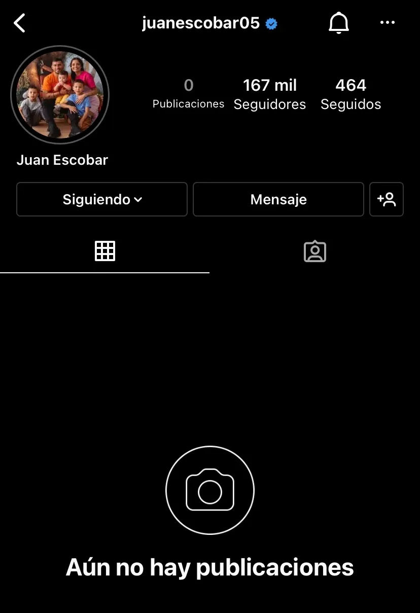 Juan Escobar fue hackeado en su cuenta de Instagram