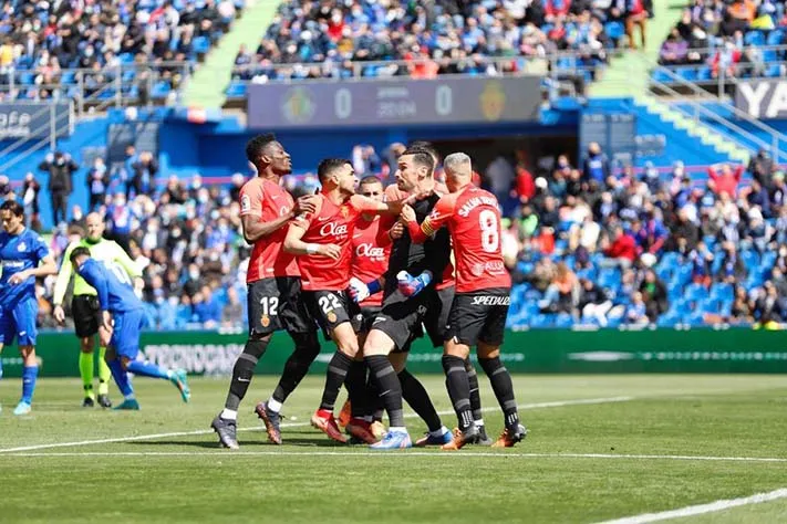 Jugadores del Mallorca, contra el Getafe