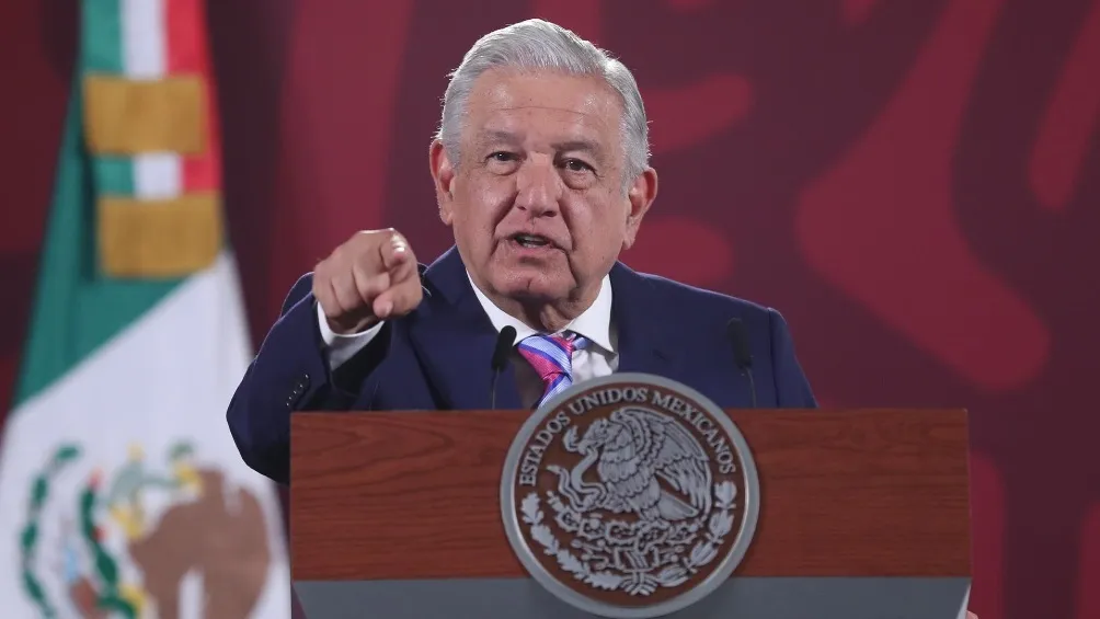 AMLO durante rueda de prensa desde Palacio Nacional