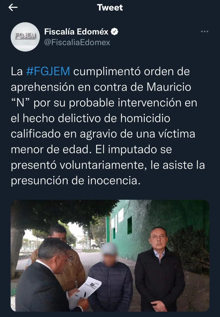 Comunicado de la Fiscalía de EDOMEX