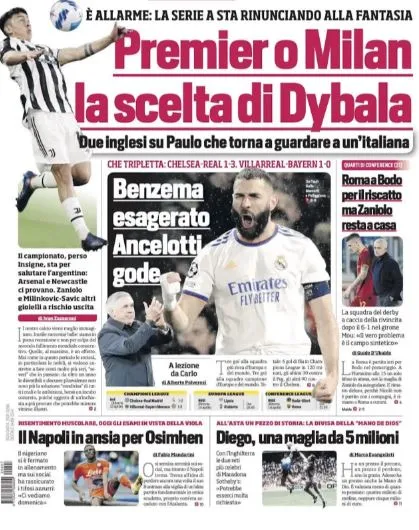 ESPECIAL Tapa del rotativo italiano 'El corriere dello Sport'
