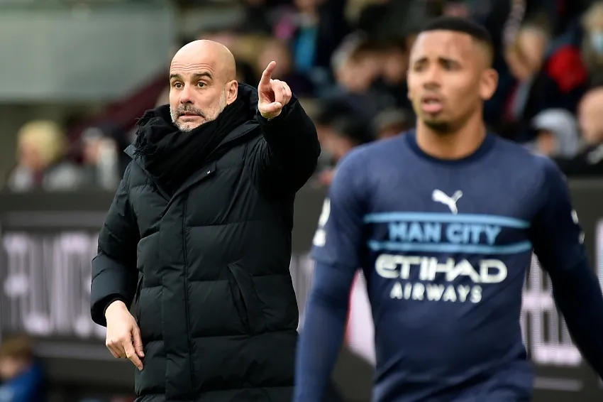 Guardiola en un partido de Manchester City en la Premier League