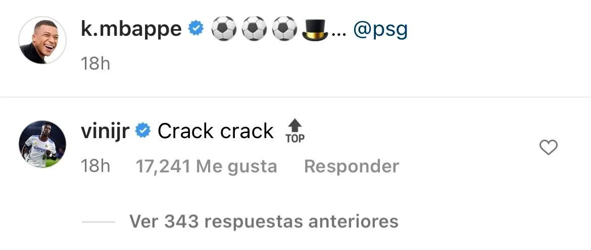 Comentario de Vini a Mbappé