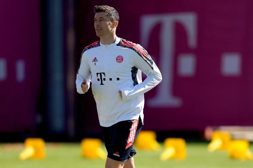 Lewandowski en un entrenamiento con los bávaros