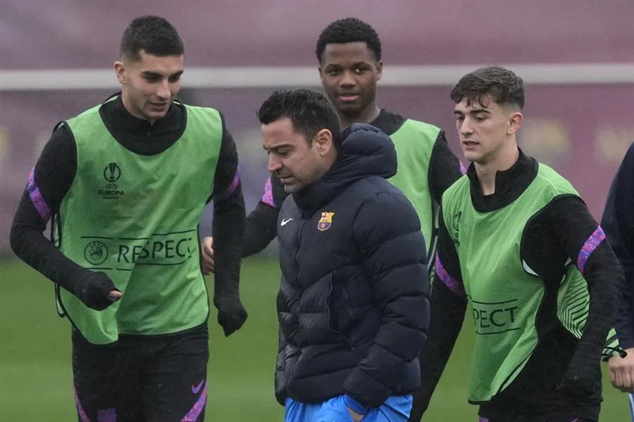 Xavi Hernández durante un entrenamiento