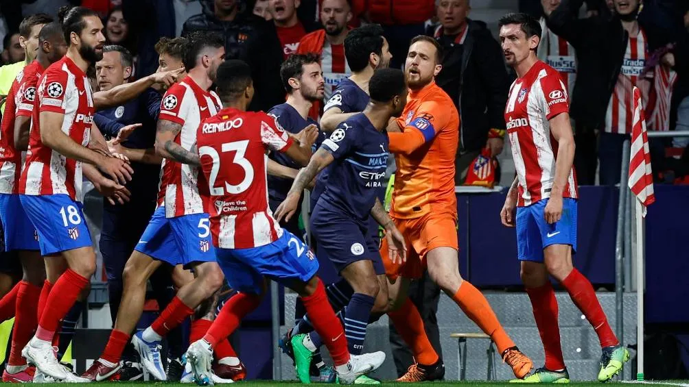 Atlético de Madrid y Manchester City durante trifulca