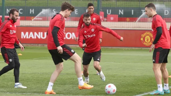 Jugadores del Manchester United durante entrenamiento