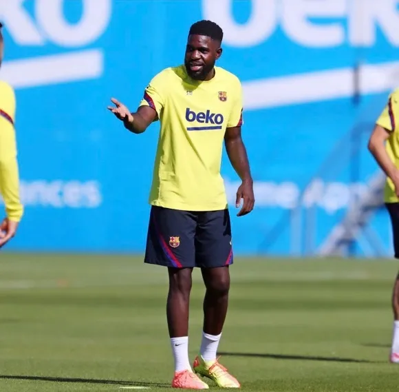 Entrenamiento de Umtiti en el Barcelona