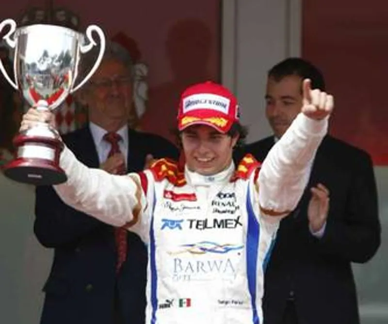 Pérez al ganar la GP2 en Mónaco en 2010