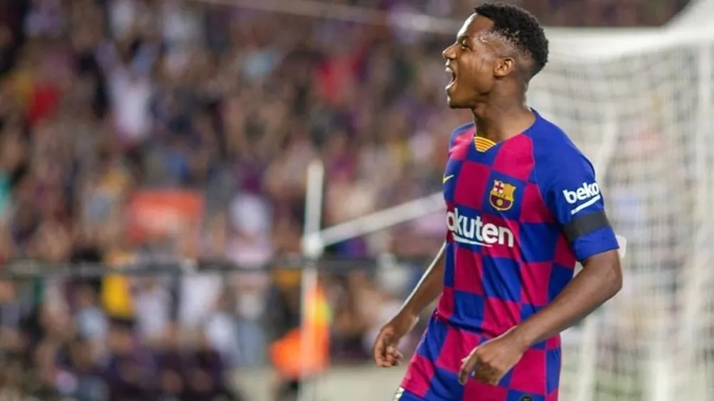 INSTAGRAM | @ANSUFATI Ansu Fat celebrando gol durante partido con el Barcelona