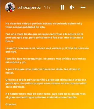 Disculpa de Checo en redes sociales