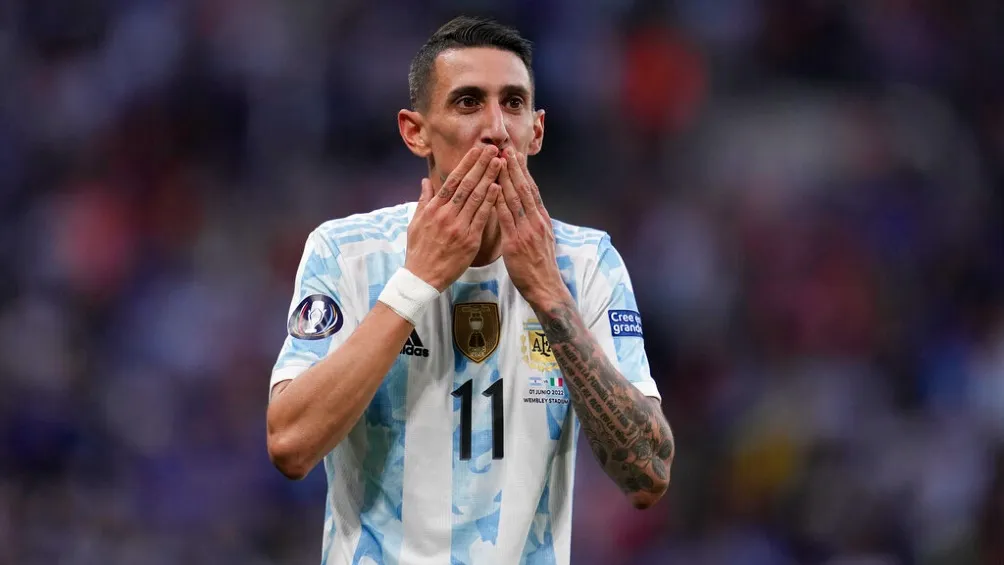 Ángel Di María celebrando gol con la Selección de Argentina