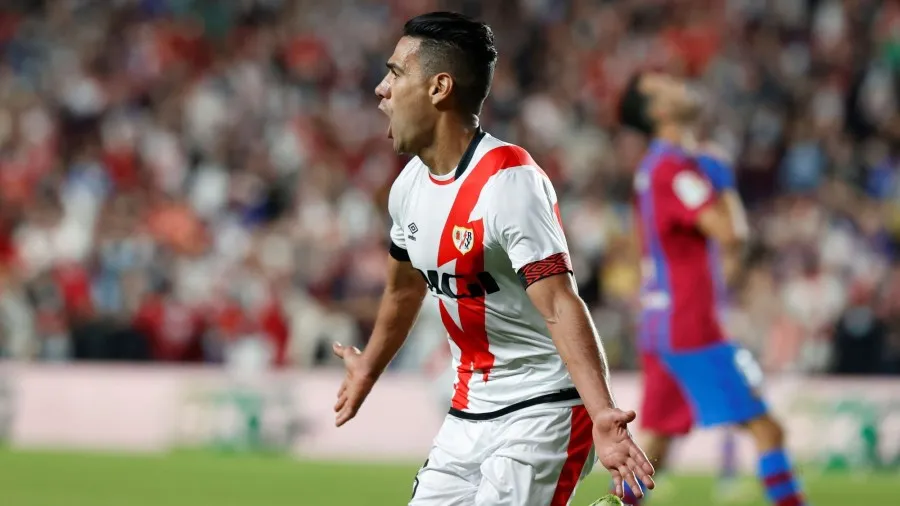 Radamel Falcao festejando un gol con el Rayo Vallecano